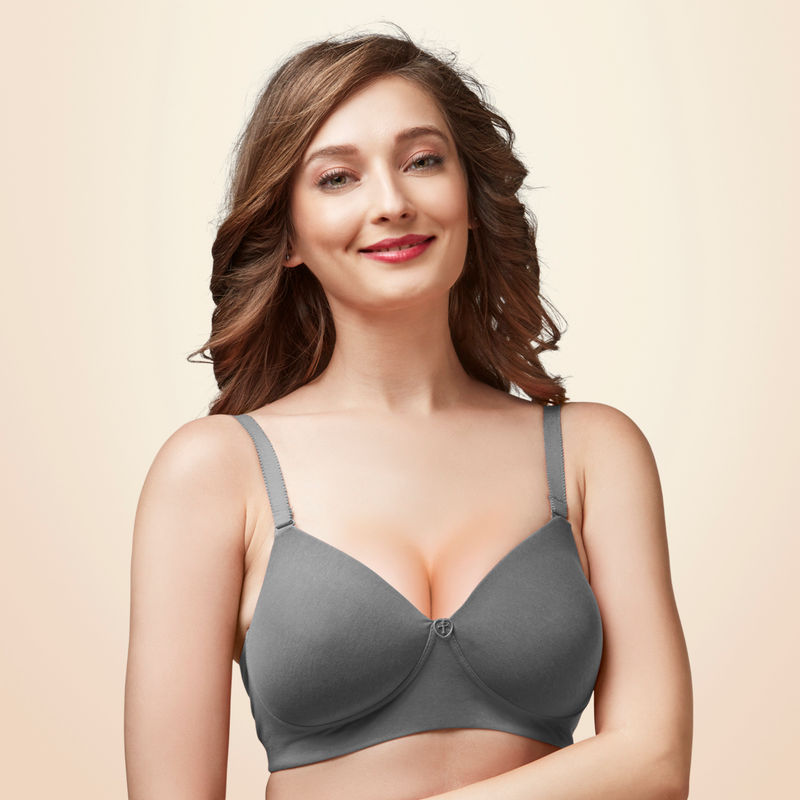 Trylo Vivanta Lightly-padded Full Coverage T-shirt Bra - Grey (38D)