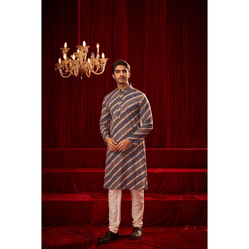 ETHNIC INDIA Men Ethnic Motifs Print Mandarin Collar Straight Kurta (38)
