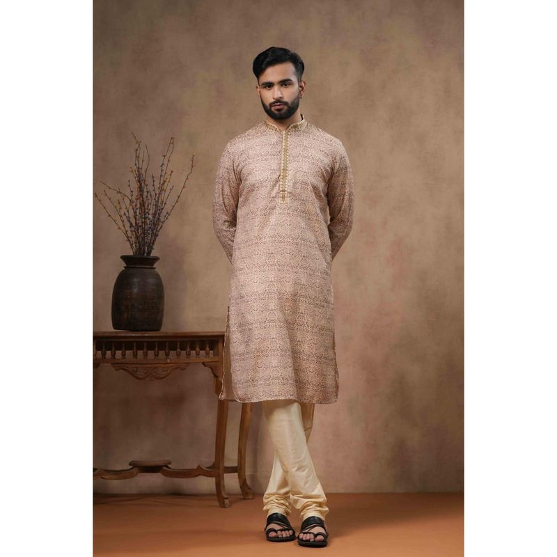 ETHNIC INDIA Men Ethnic Motifs Print Mandarin Collar Straight Kurta (38)