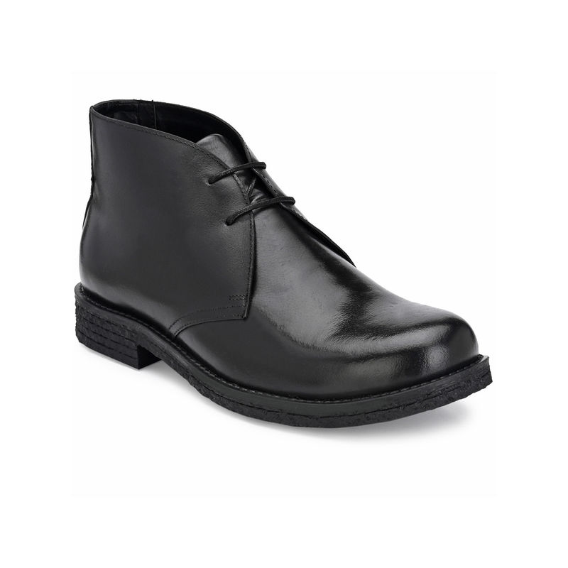 CARLO ROMANO Burnish Leather Black Lace Up Ankle Boots (UK 6)