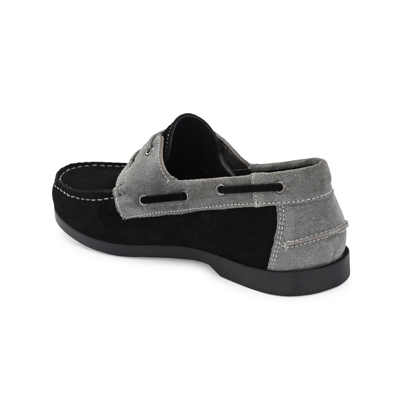 CARLO ROMANO Suede Leather Black Lace Up Casual Boat Shoes (UK 6)