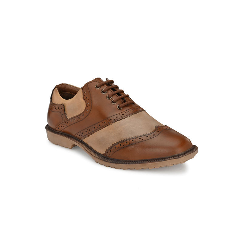 CARLO ROMANO Nappa Leather Beige Brown Golf Shoes (UK 6)