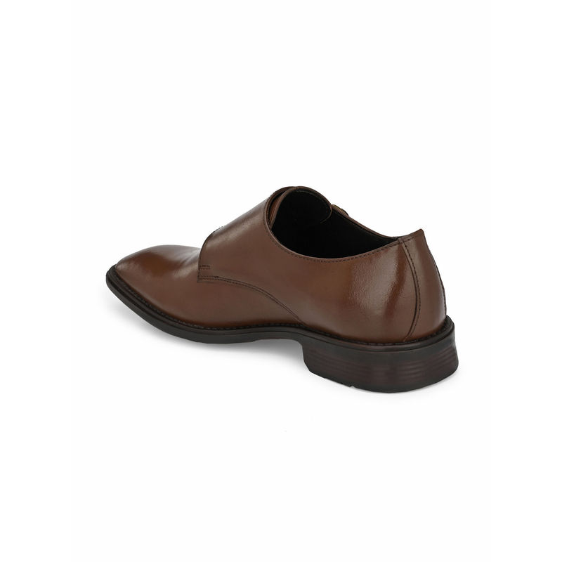 CARLO ROMANO Crust Leather Brown Formal Monk Strap Shoes (UK 6)