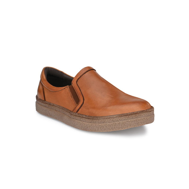 CARLO ROMANO Burnish Leather Tan Slip On Moccasins (UK 6)