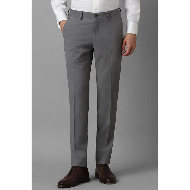 Louis Philippe Men Grey Super Slim Fit Textured Flat Front Formal Trousers (36)