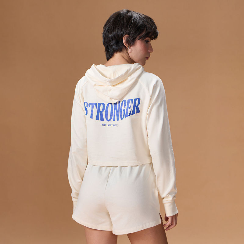 Kica Cropped Cotton Terry Hoodie For Daily Wear (S)