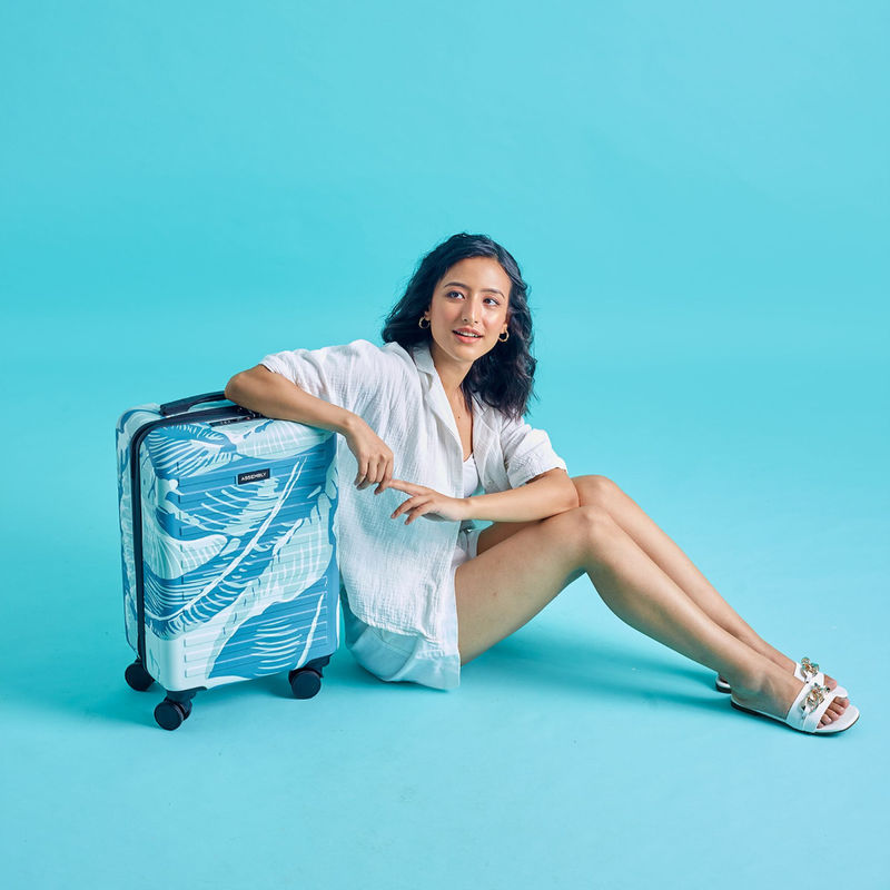 Assembly Polycarbonate Tropical Printed Cabin Trolley 20 Inches (S)