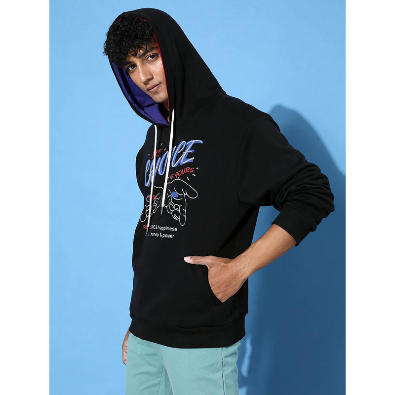 Difference of Opinion Black Graphic Oversized Hoodie (2XL)