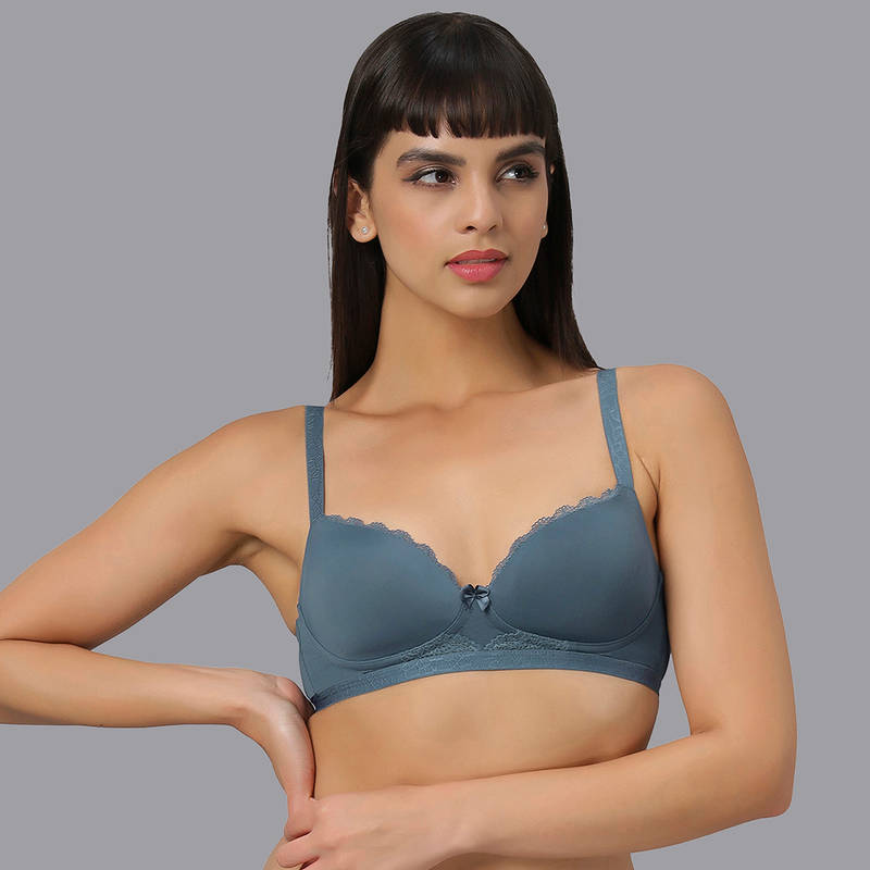 SOIE Womens Padded Non-Wired Medium Coverage Lace Design T-Shirt Bra (32B)