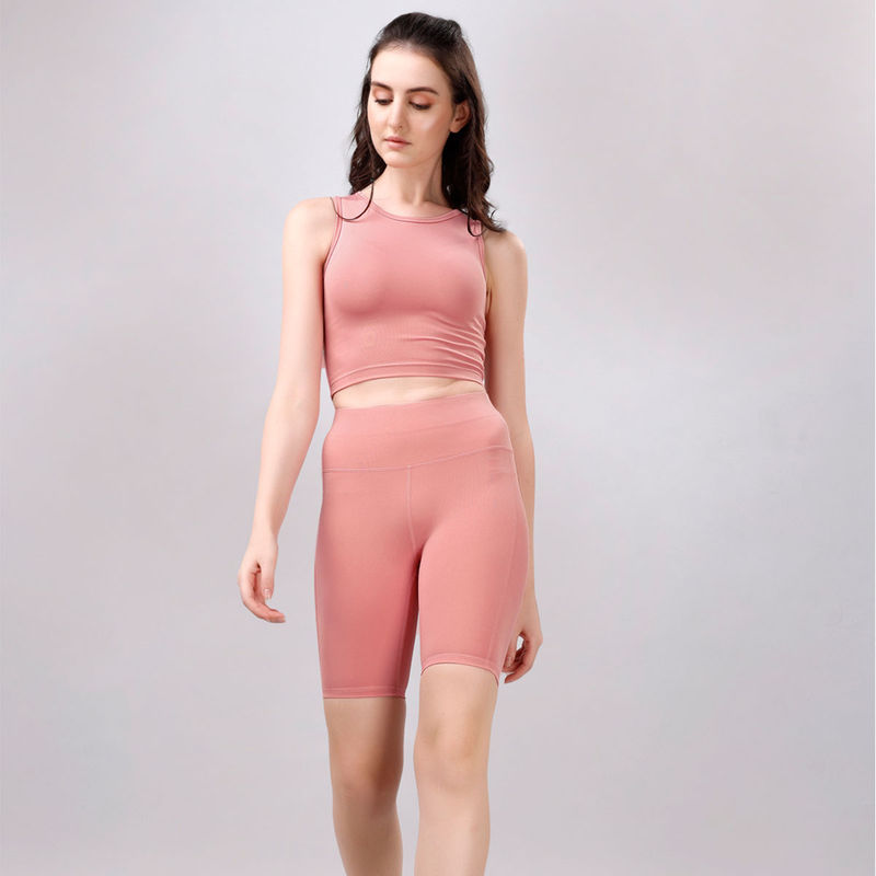 SOIE Womens Quick Dry Crop Top Knee-Length Co-Ord (Set of 2) (M)