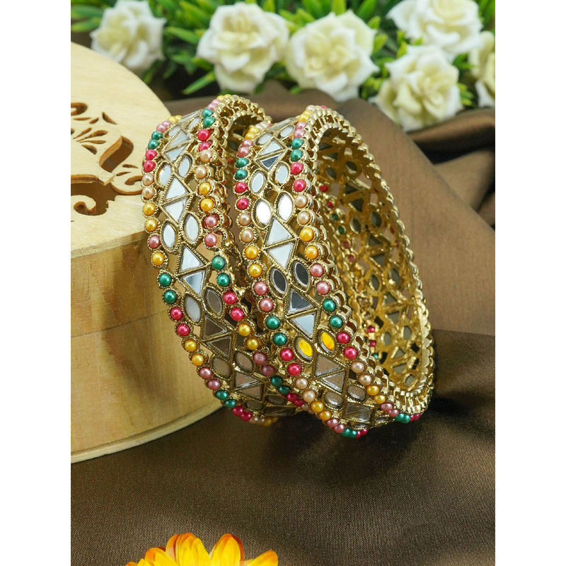 GRIIHAM Multi-Color Gold Plated Set of 2 Bangles (2.4)