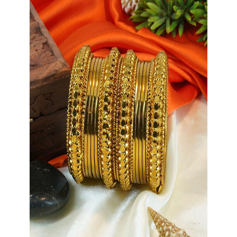 GRIIHAM Fancy Gold Plated Set of 12 Bangles (2.2)