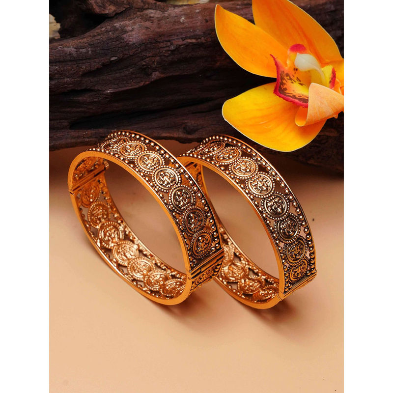 GRIIHAM Gold Plated Studded Set of 2 Coin Bangles (2.8)