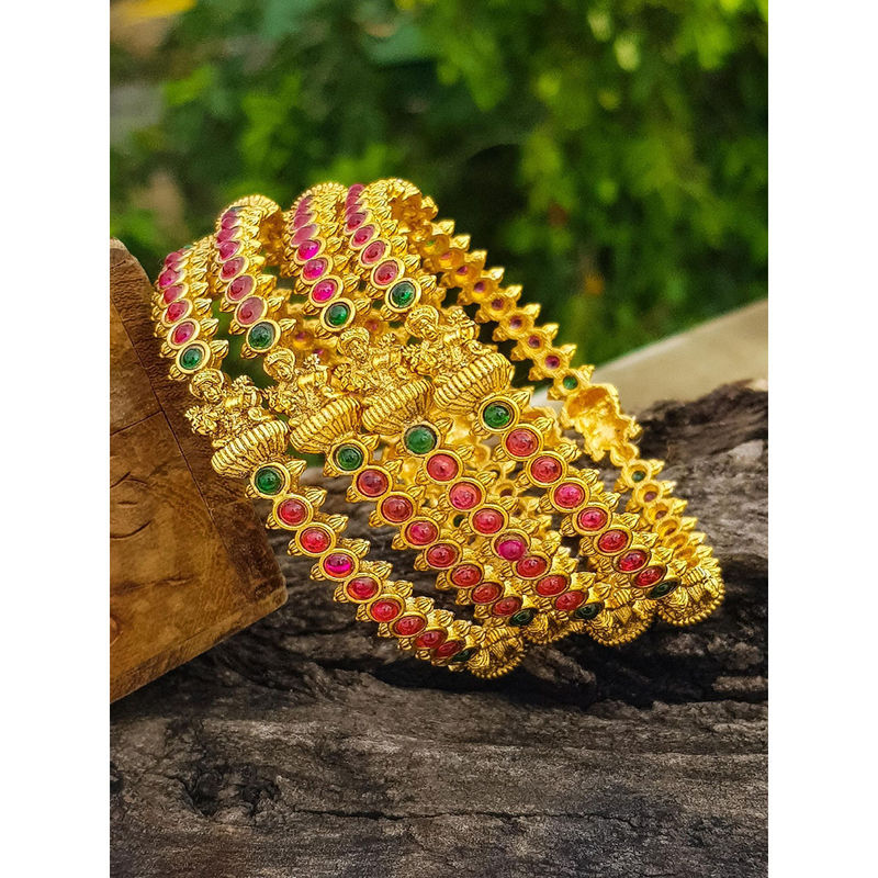 GRIIHAM Multi-Color Gold Plated Set of 4 Ad Bangles (2.8)