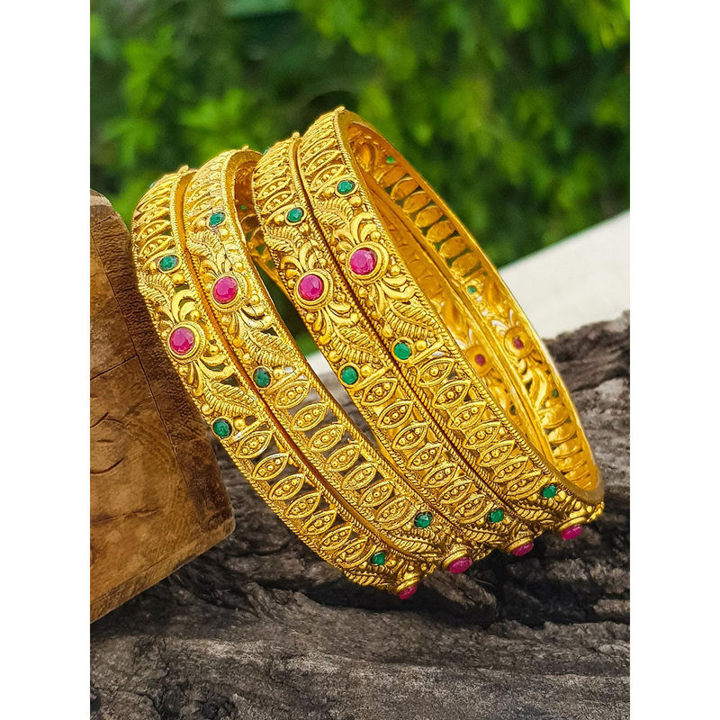 GRIIHAM Multi-Color Gold Plated Set of 4 Ad Bangles (2.4)