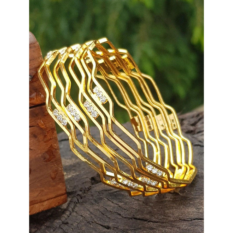 GRIIHAM Microgold Plated Set of 4 Cz Bangles (2.4)