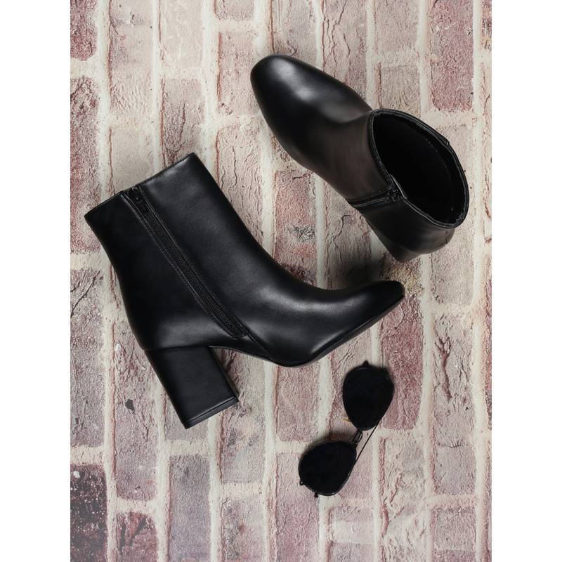 Monrow Solid Black Block Boots (EURO 36)