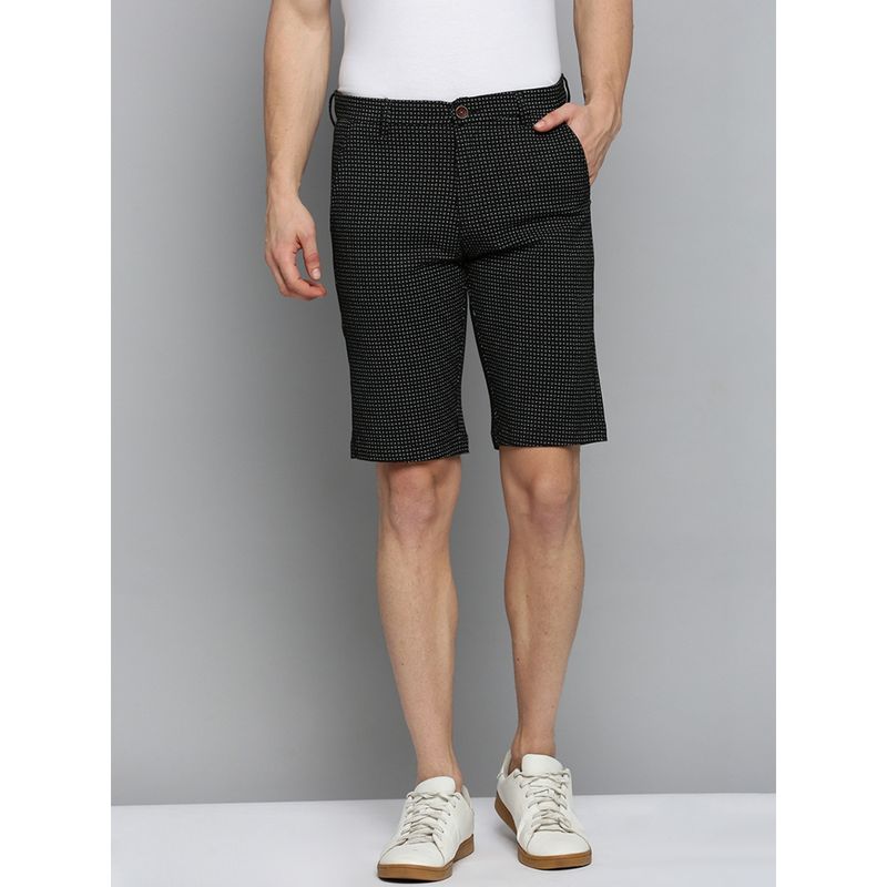 SHOWOFF Mens Knee Length Printed Black Mid Rise Regular Shorts (34)