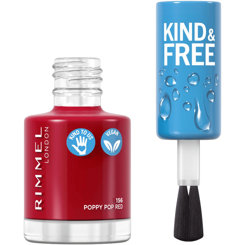 Rimmel London Kind & Free Clean Nail Polish-Poppy Pop Red 156