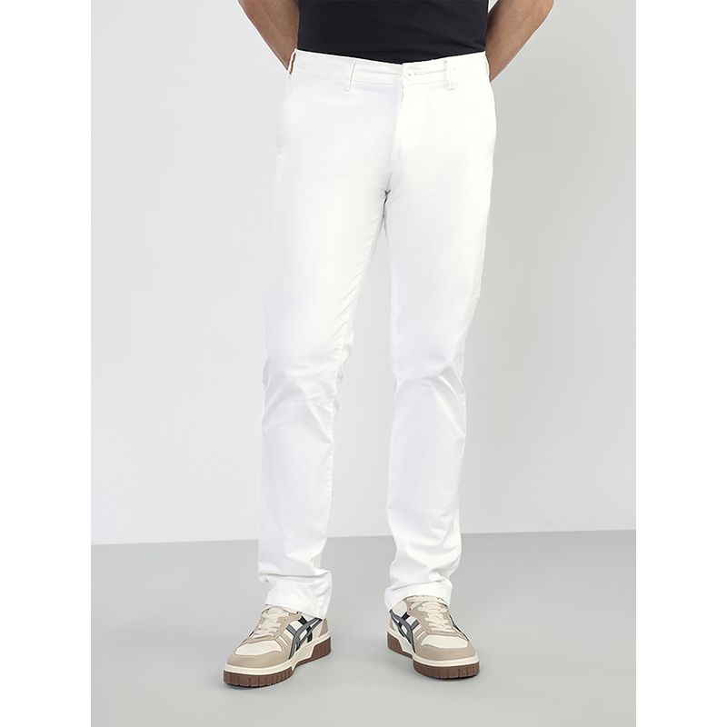KINGDOM OF WHITE Stride Comfort Fit Stretch Cotton White Chinos (M)