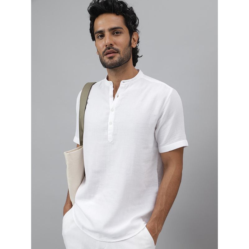 KINGDOM OF WHITE Aer - Half Sleeve Mandarin Neck Solid Shirt (39)