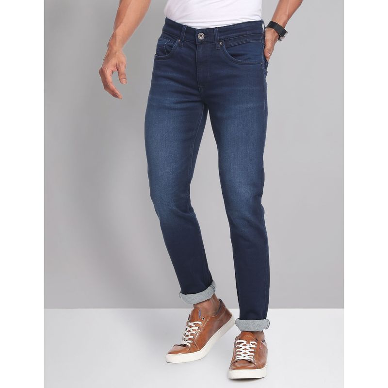 AD By Arvind Skinny Fit Whiskered Jeans Blue (34)