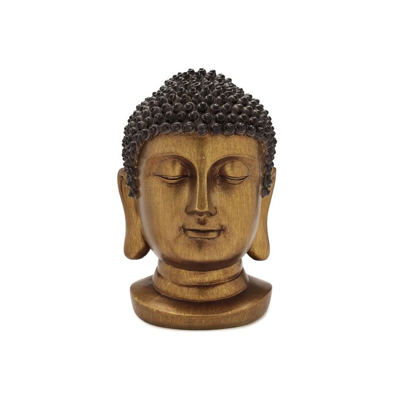 Pure Home + Living Antique Gold Polyresin Buddha Head With Round Base (Small)