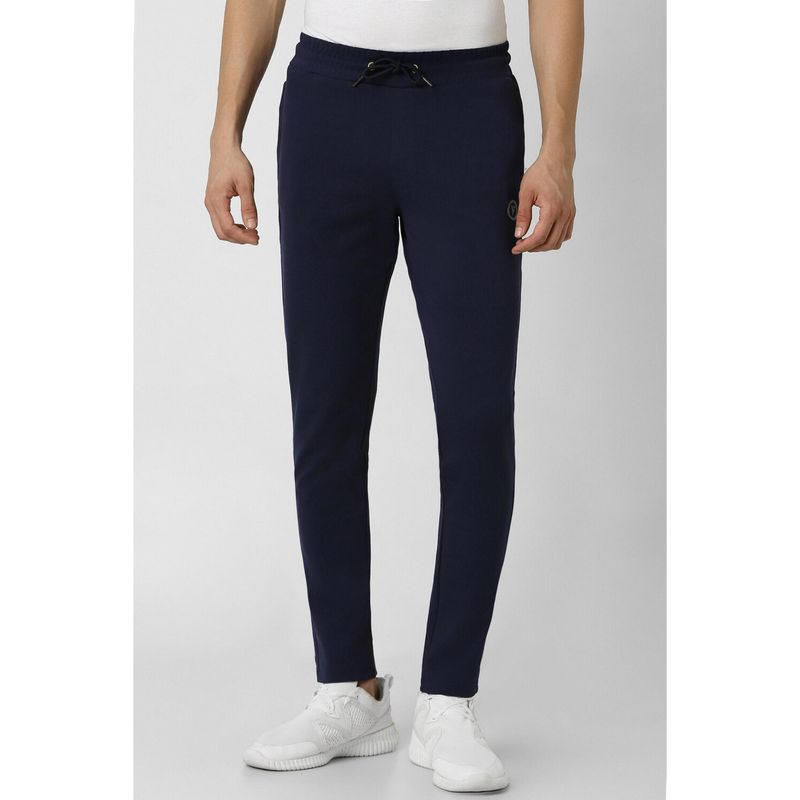 Van Heusen Navy Solid Slim Fit Casual Track Pants (34)