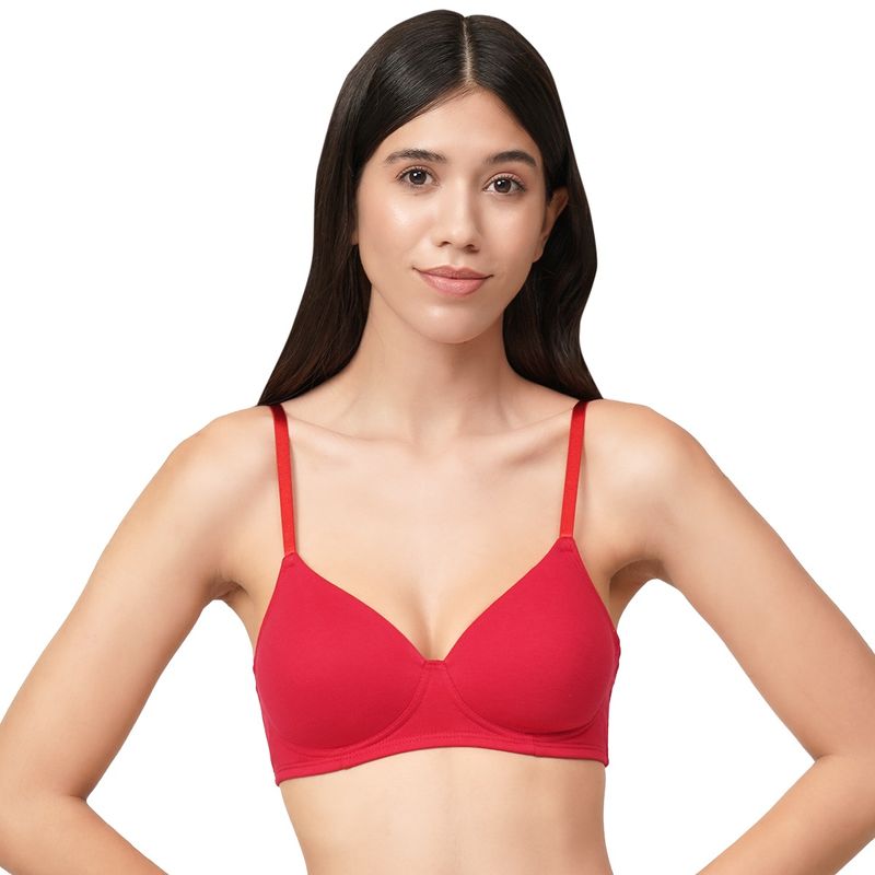 Amante Cotton Dream Lightly Padded Non-Wired T-Shirt Bra-Red (32B)