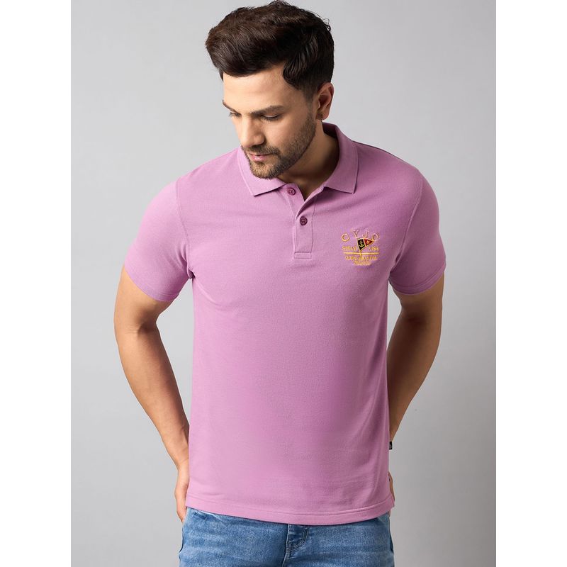 Club York Purple Solid Polo T-Shirt (M)