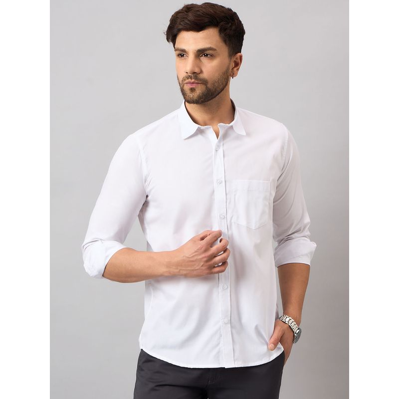 Club York White Solid Shirt (M)