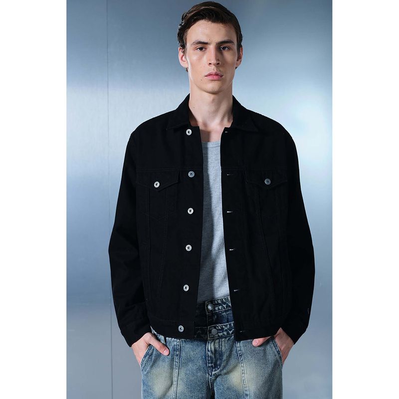 Bonkers Corner Buckenham Black Denim Jacket for Men (M)