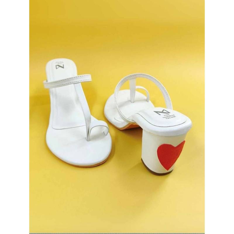The Madras Trunk Women Block White Sandal Heels (EURO 36)