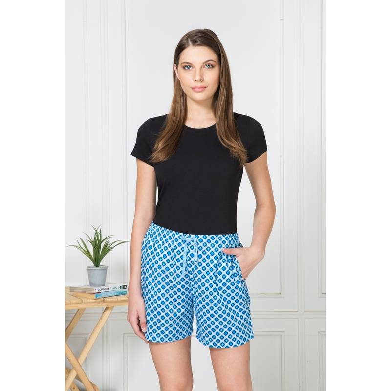 Van Heusen Women Functional Pocket & Drawstring Waist Lounge Shorts - Blue (M)