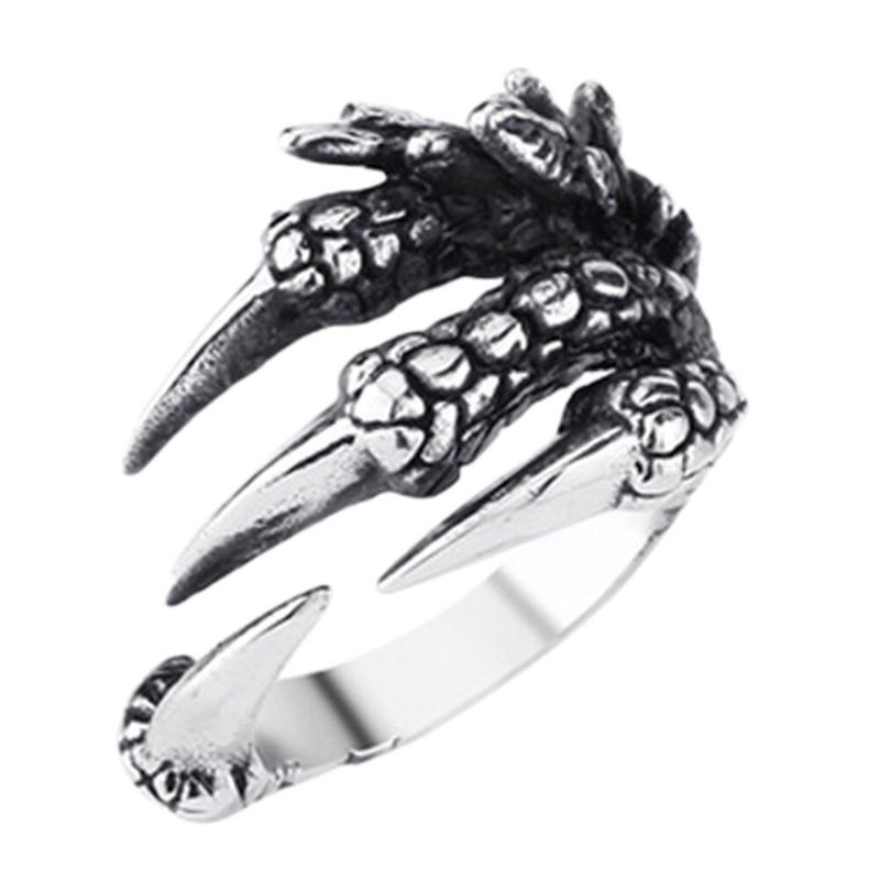 Buy OOMPH Jewellery Silver Stainless Steel Vintage Gothic Dragon Claw Biker  Ring For Men & Boys Online