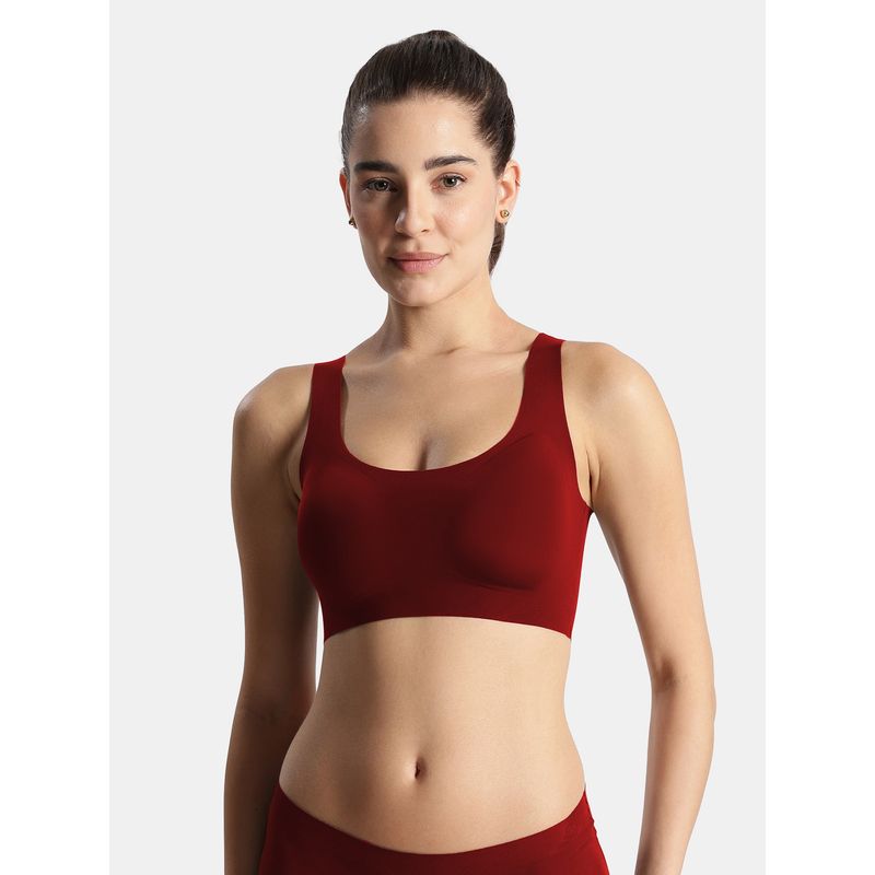 Jockey 1840 Wire free Padded Microfiber Elastane Bonded Tech Lounge Bra - Pomegranate (S)