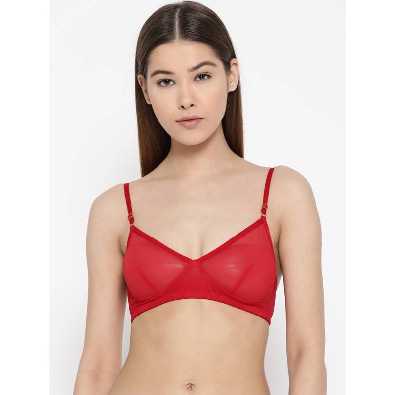 AOBA Women Red Solid Non-Wired Non Padded Everyday Bra (S)