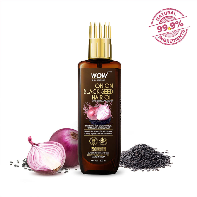 WOW Skin Science Onion Hair Oil for Hair Fall Control With Comb Applicator