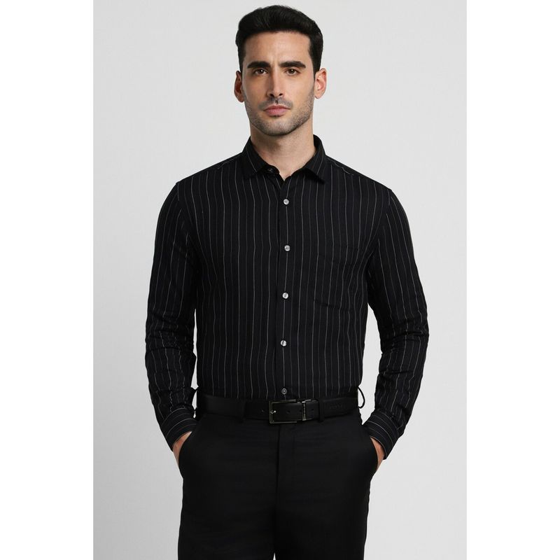 Peter England Mens Black Slim Fit Formal Full Sleeves Formal Shirt (38)