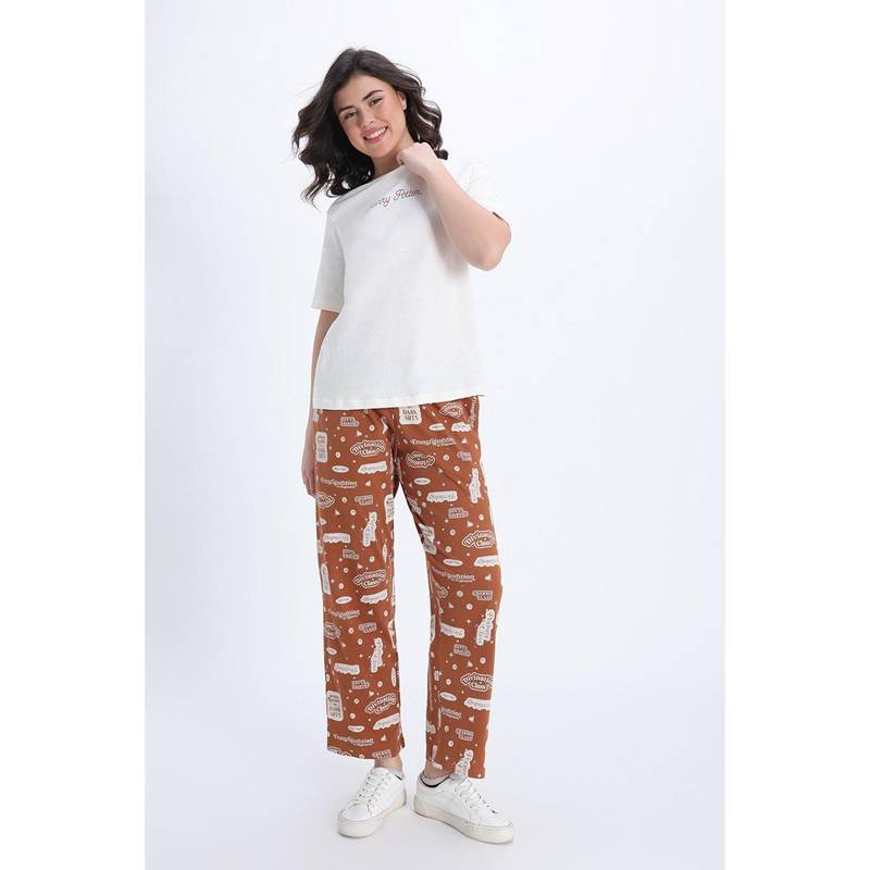 Zivame Harry Potter Knit Cotton Loungewear Set - Caramel Caff (XL)