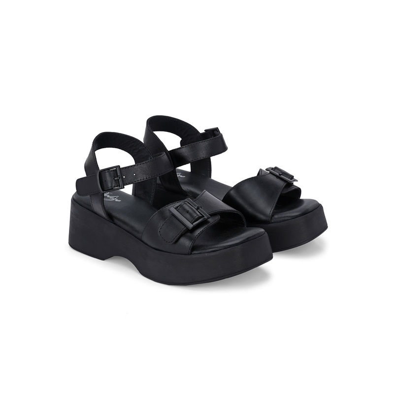 Delize Women Black Wedges Sandals (UK 6)