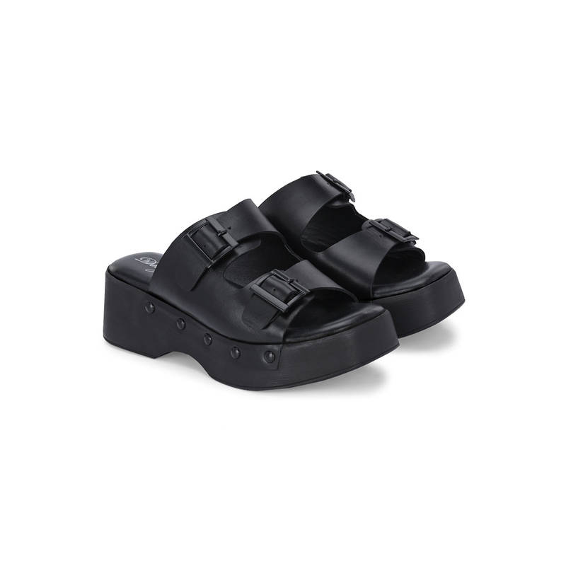 Delize Women Black Wedges Sandal (UK 8)