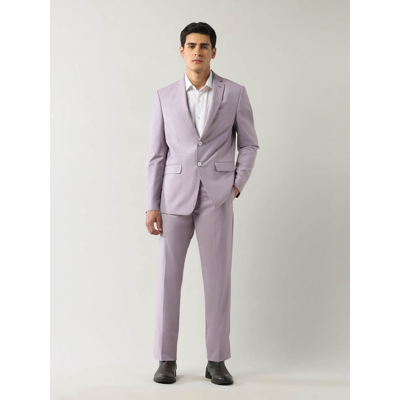 Arrow Tailored Fit Solid Purple Blazer With Trouser (44)