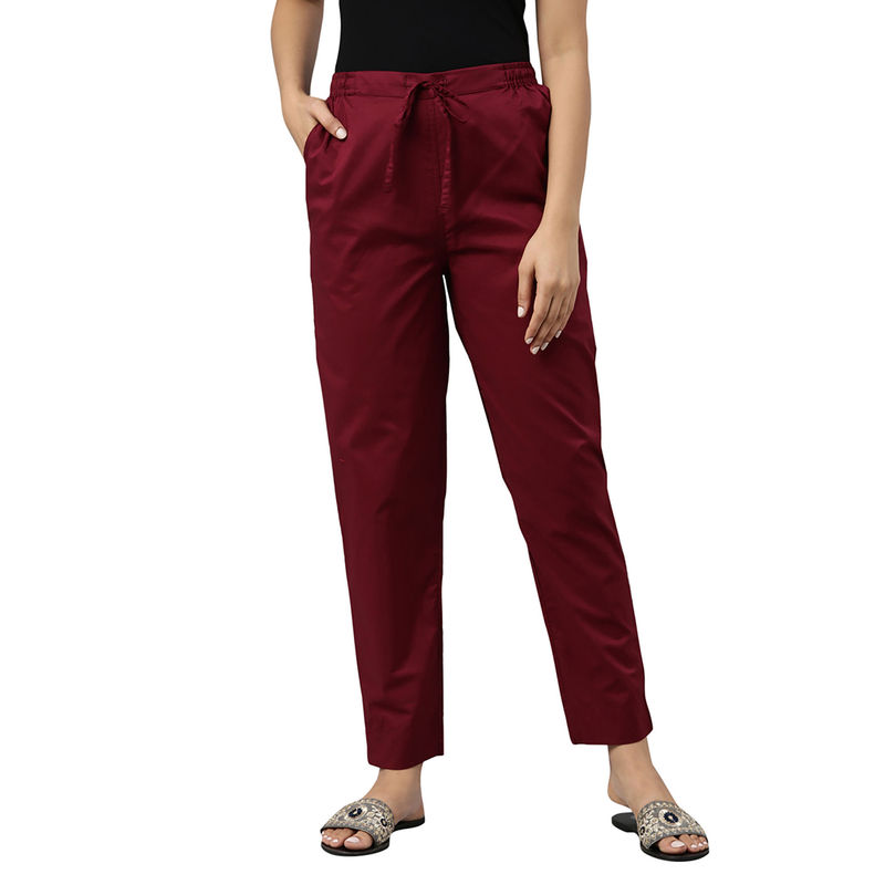 Buy Women Maroon Regular Fit Solid Casual Track Pants Online - 610132 |  Allen Solly