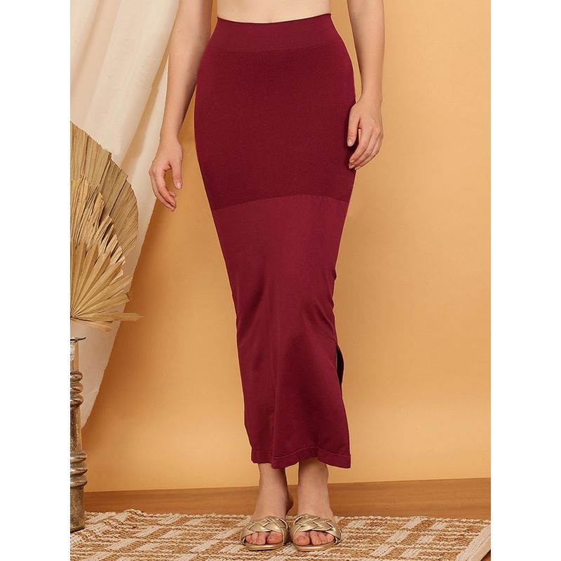 Clovia Saree Shapewear with Side Slit in Maroon (2XL)