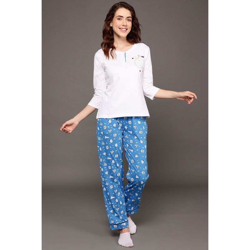 Clovia Cotton Printed Top & Pyjama (Set of 2) (M)