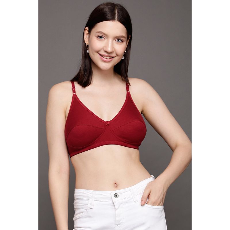 Clovia Cotton Rich Solid Non-Padded Full Cup Wire Free Everyday Bra - Maroon (36C)