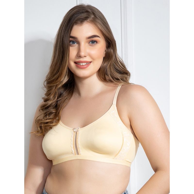Clovia Cotton Rich Solid Non-Padded Full Cup Wire Free T-shirt Bra - Nude (32B)