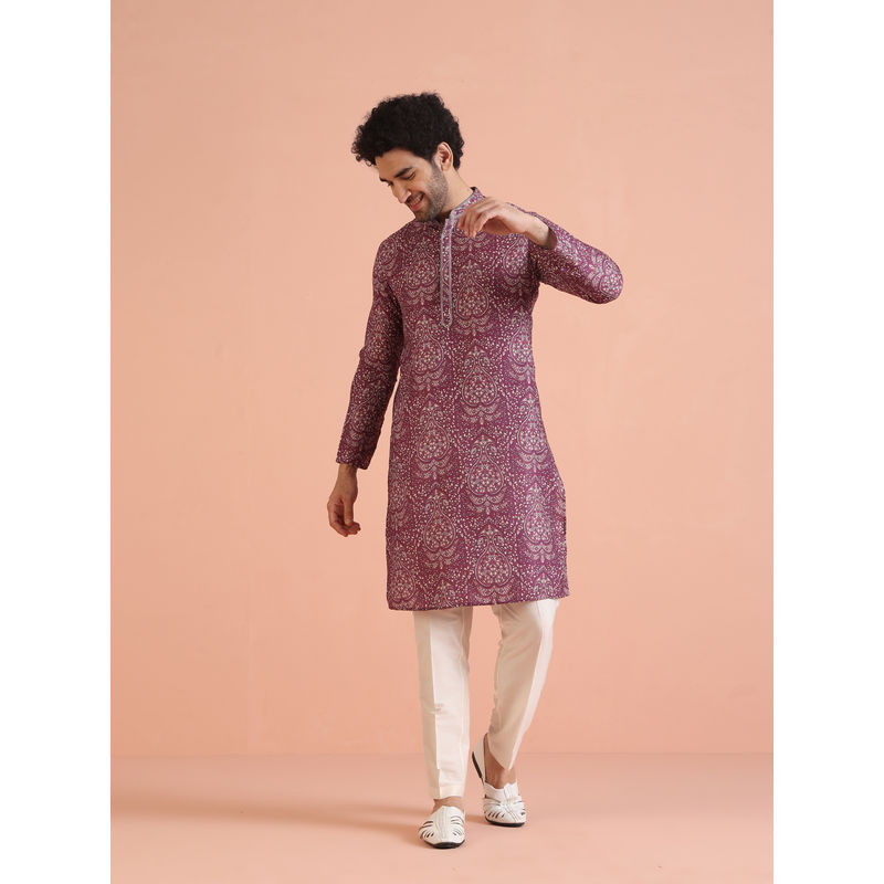 KISAH Mens Magenta Digital Print Kurta with Pant (Set of 2) (38)
