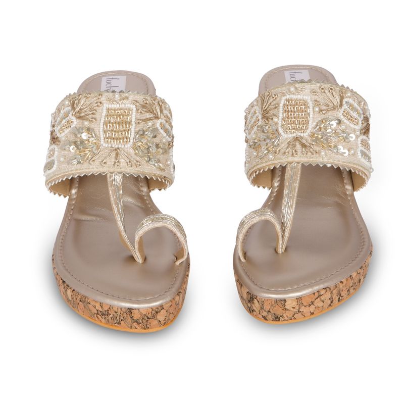 Fuchsia by Aashka Mehta Golden Glam Kolhapuri Sandal (EURO 36)